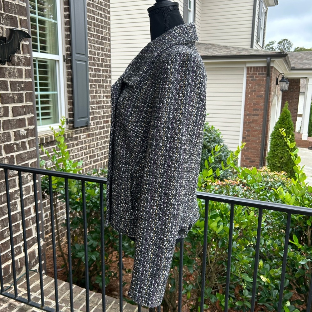 GAP cotton blend Tweed Multicolor Double Breasted Peacoat Jacket - Picture 6 of 8